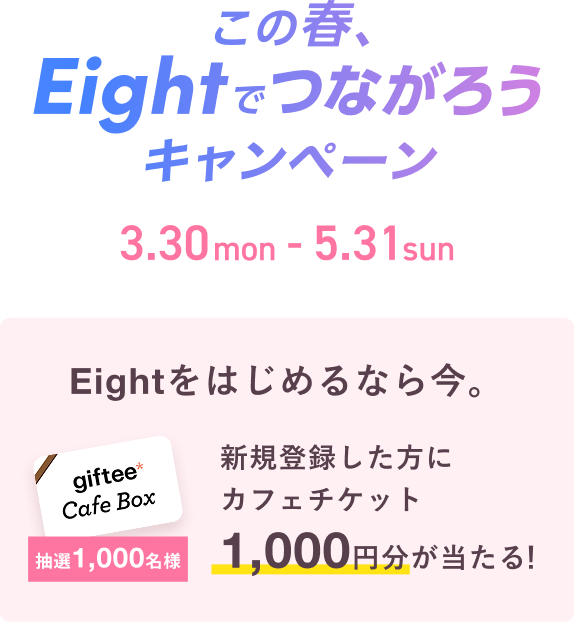 Eightをはじめるなら今。カフェチケット1,000円分が当たる！